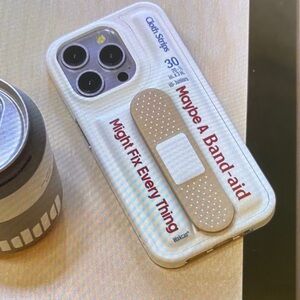 White Cell Phone Case with Band-aid Design